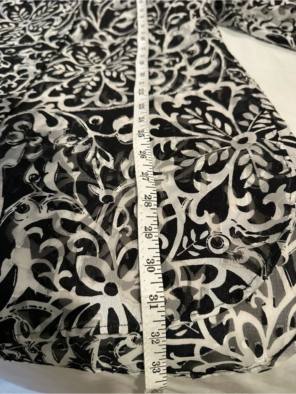 Black & White Sheer Floral Button-Front Blouse